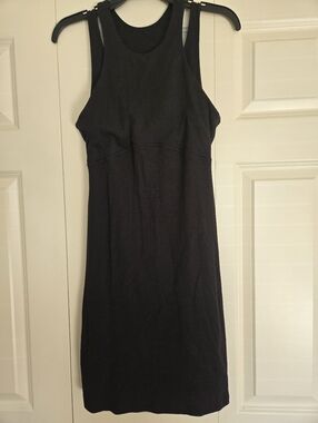 Lululemon Black Ribbed Athletic Dress Racerback Built In Bra Size 10
